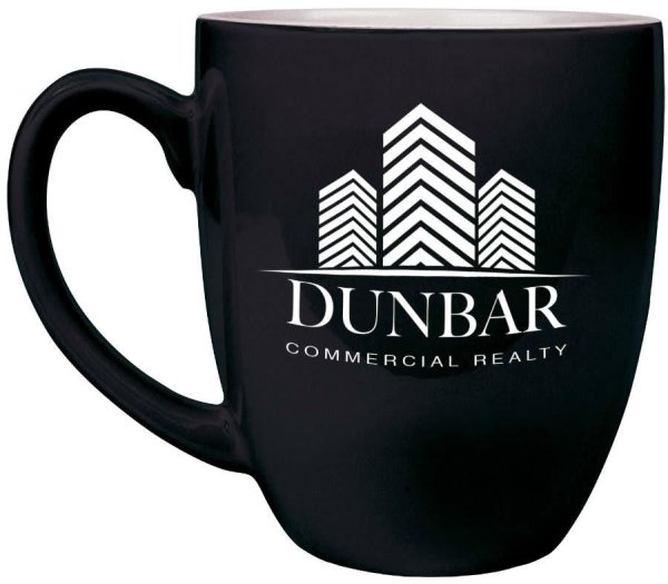 16 oz. Black Ceramic Bistro LazerMug - Black/White