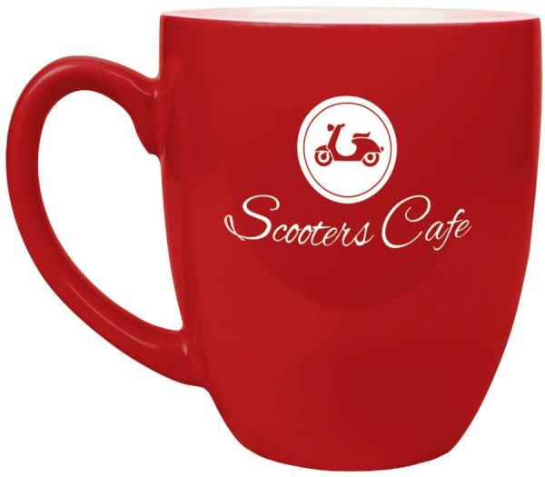 16 oz. Red Ceramic Bistro LazerMug - Red/White
