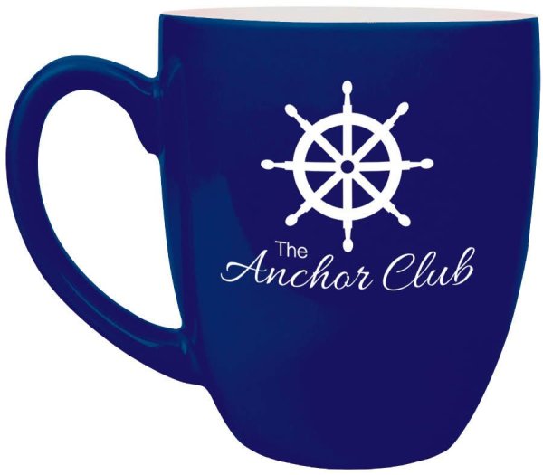 16 oz. Blue Ceramic Bistro LazerMug - Blue/White