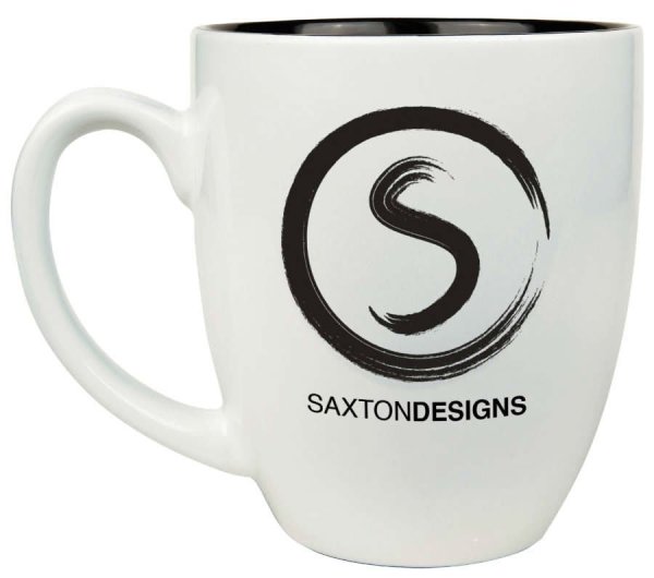 16 oz. White Ceramic Bistro LazerMug - White/Black