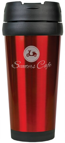 16 oz. Red Custom Engraved Stainless Steel Travel Mug without Handle - Red