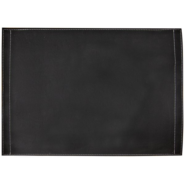 16" x 12" Black/Silver Engraved Faux Leather Insert for Serving Tray - Black