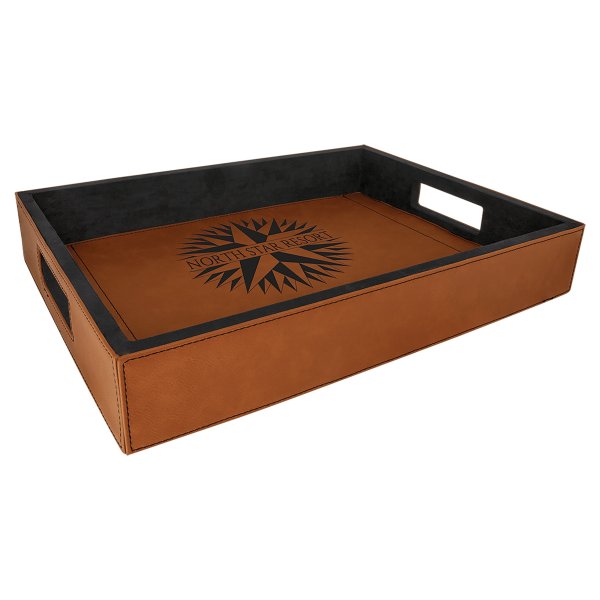 16" x 12" Rawhide Engraved Faux Leather Serving Tray - Rawhide/Brown