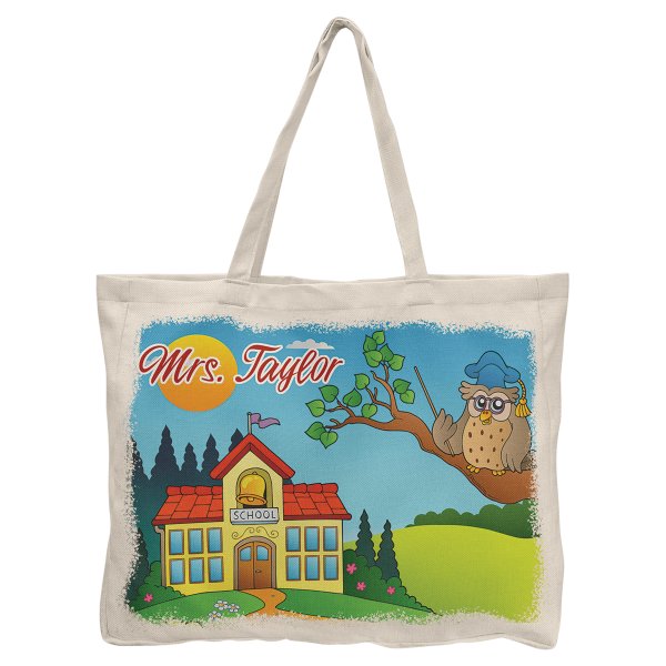 16" x 20" Linen Custom Printed Tote Bag with 4" Gusset - Linen