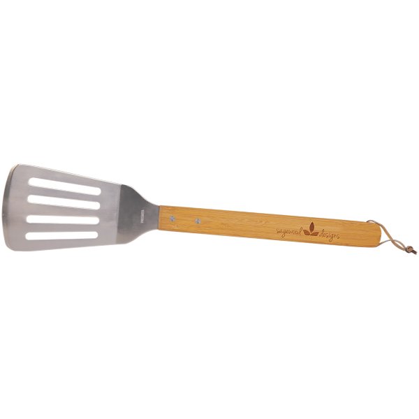 17 1/4" Bamboo Barbeque Spatula - Bamboo/Silver