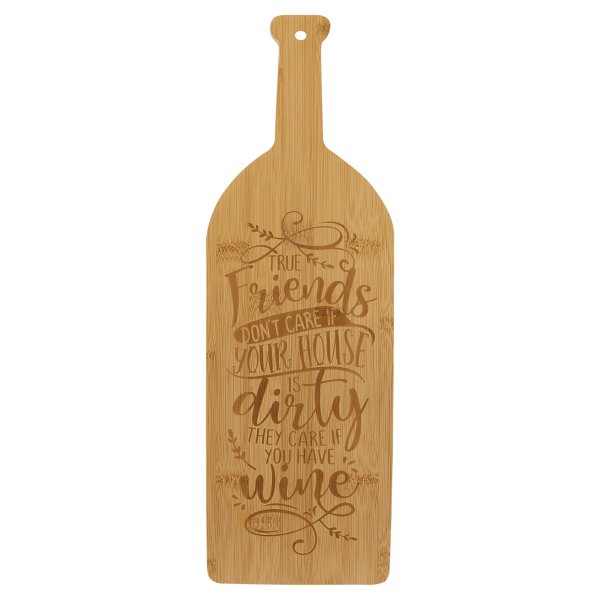 17" x 5 1/4" Bamboo Wine Bottle Cutting Board - Multi Brown