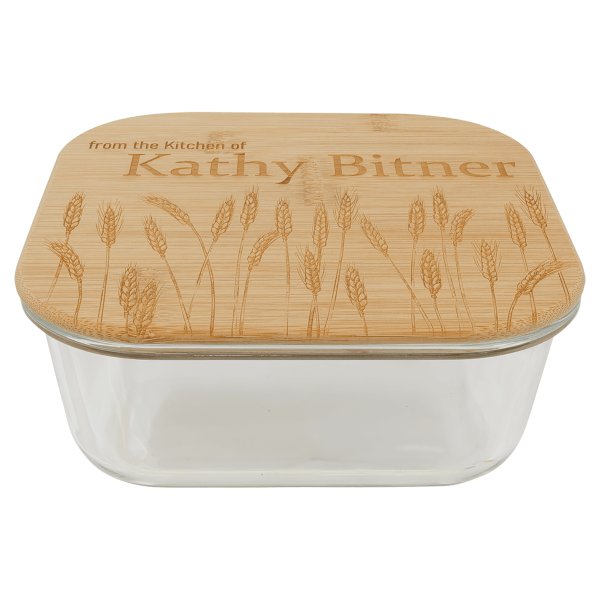 37 oz. Square Glass Container with Bamboo Lid - Clear/Bamboo