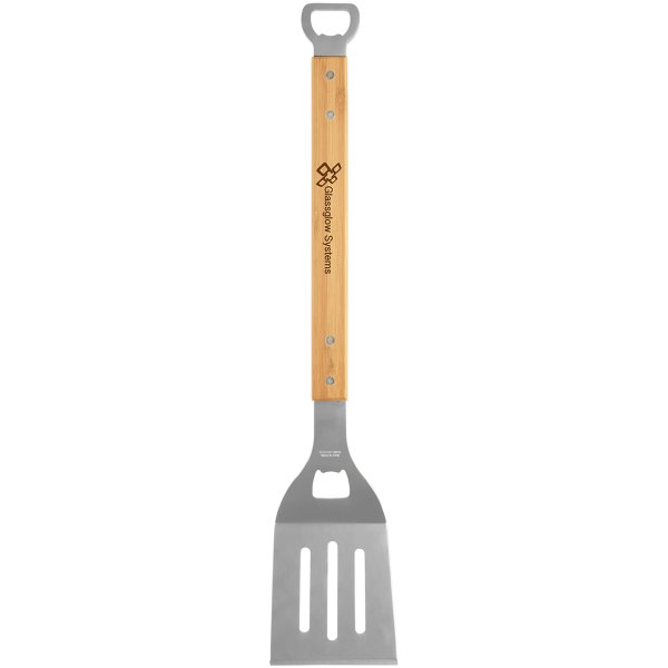 19 1/4" Bamboo Barbeque Spatula with Bottle Opener - Bamboo/Silver