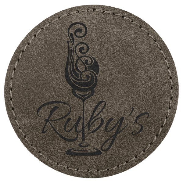 2 1/2" Dark Gray Patch Premier Engraved Faux Leather Round Patch with Kota Pro Adhesive - Creekside Collection - Dark Gray