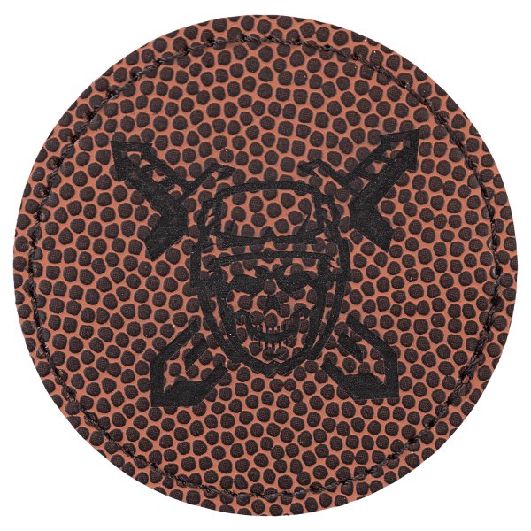2 1/2" Football Engraved Faux Leather Round Patch with Kota Pro Adhesive - Football(Brown)