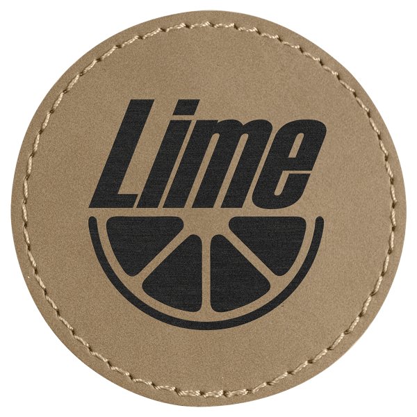 2 1/2" Light Brown Engraved Faux Leather Round Patch with Kota Pro Adhesive - Light Brown