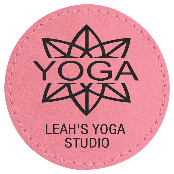 2 1/2" Pink Engraved Faux Leather Round Patch with Kota Pro Adhesive - Pink