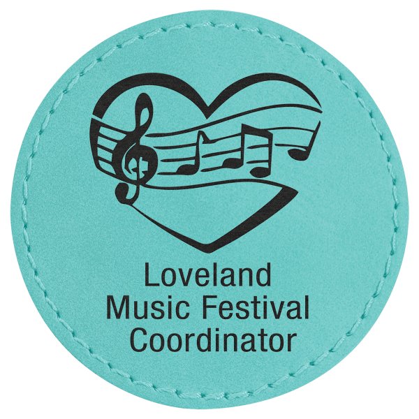 2 1/2" Teal Engraved Faux Leather Round Patch with Kota Pro Adhesive - Teal