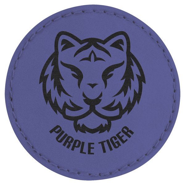 2 1/2" Purple Engraved Faux Leather Round Patch with Kota Pro Adhesive - Purple