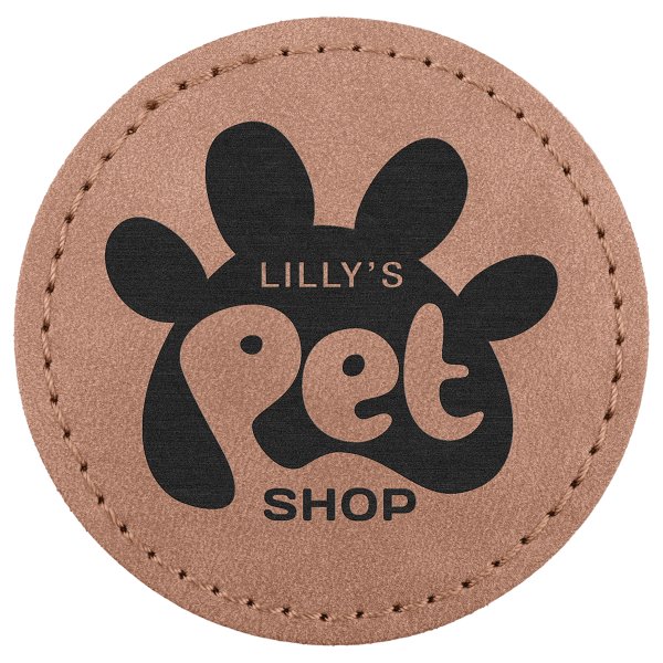 2 1/2" Blush Premier Engraved Faux Leather Round Patch with Kota Pro Adhesive - Creekside Collection - Blush