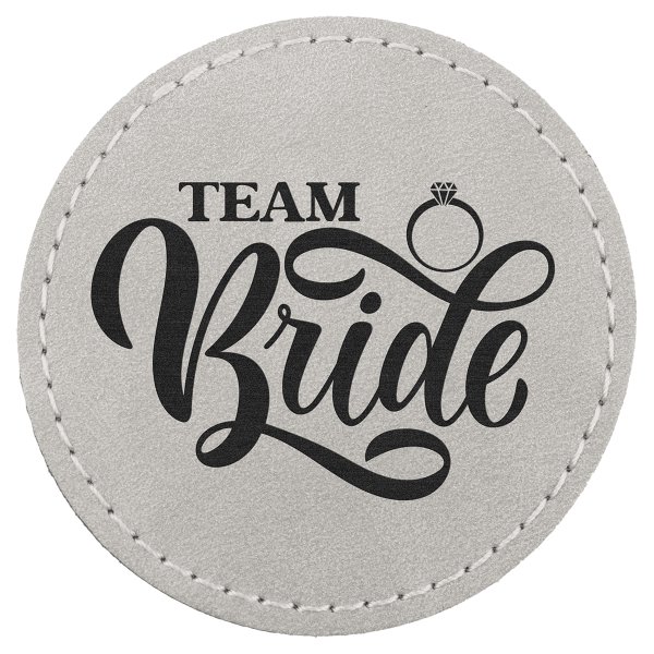 2 1/2" Light Gray Premier Engraved Faux Leather Round Patch with Kota Pro Adhesive - Creekside Collection - Light Gray