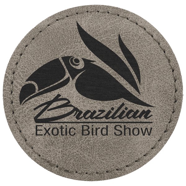 2 1/2" Gray Premier Engraved Faux Leather Round Patch with Kota Pro Adhesive - Creekside Collection - Gray