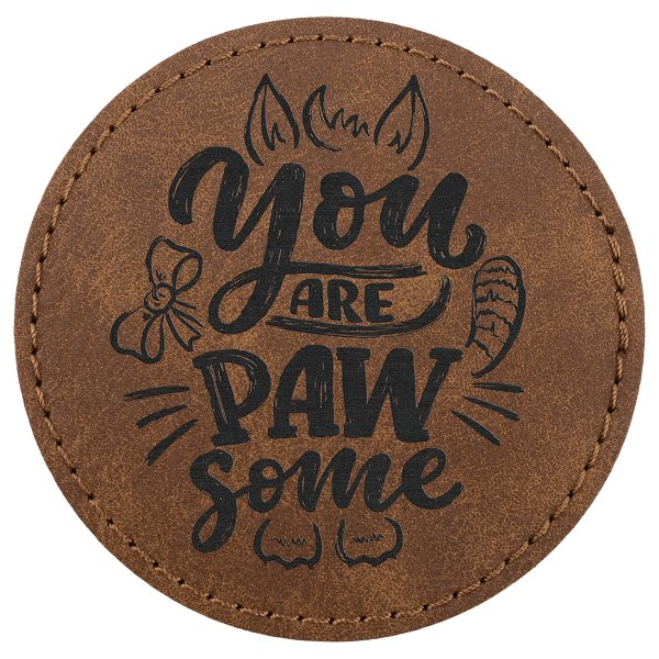 3" Dark Brown Premier Engraved Faux Leather Round Patch with Kota Pro Adhesive - Creekside Collection - Dark Brown