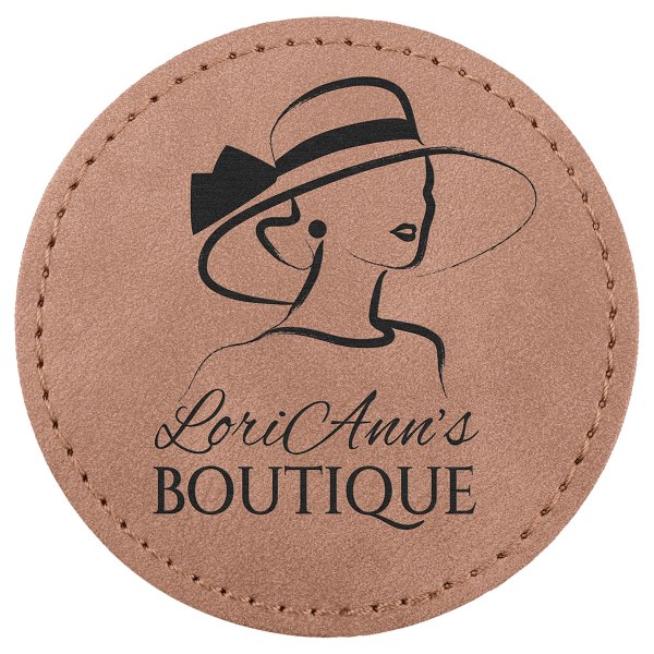 3" Blush Premier Engraved Faux Leather Round Patch with Kota Pro Adhesive - Creekside Collection - Blush