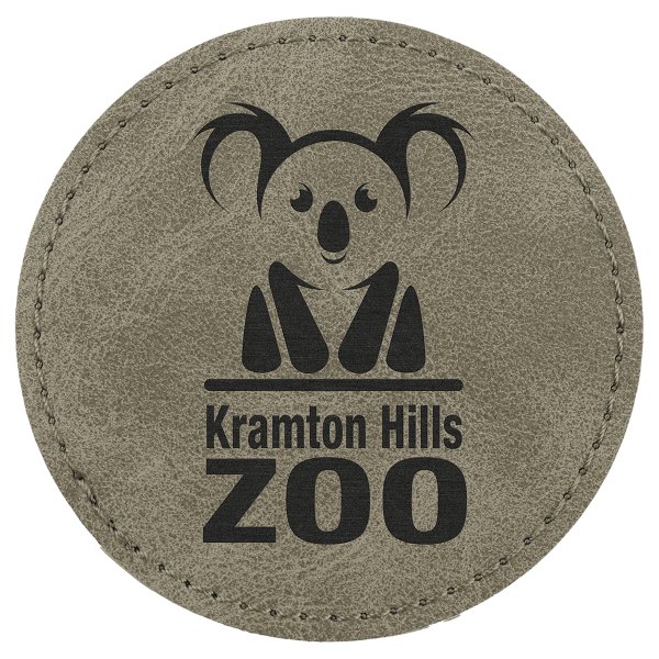 3" Light Green Premier Engraved Faux Leather Round Patch with Kota Pro Adhesive - Creekside Collection - Light Green