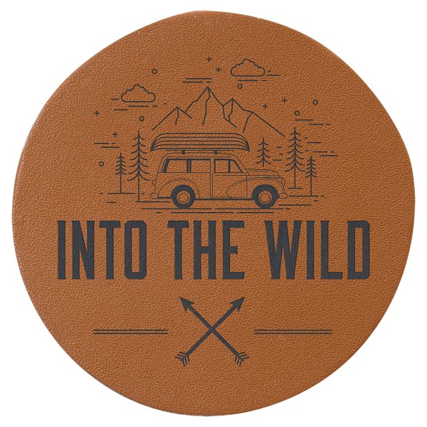 2 1/2" Round Caramel Genuine Leather Patch with Adhesive - Caramel