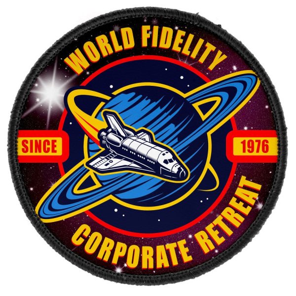 3" Round Custom Printed Patch with Adhesive & Black Border - White/Black