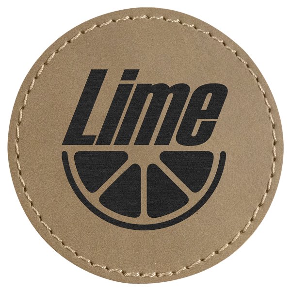 2 1/2" Round Light Brown Engraved Faux Leather Patch with Adhesive - Light Brown