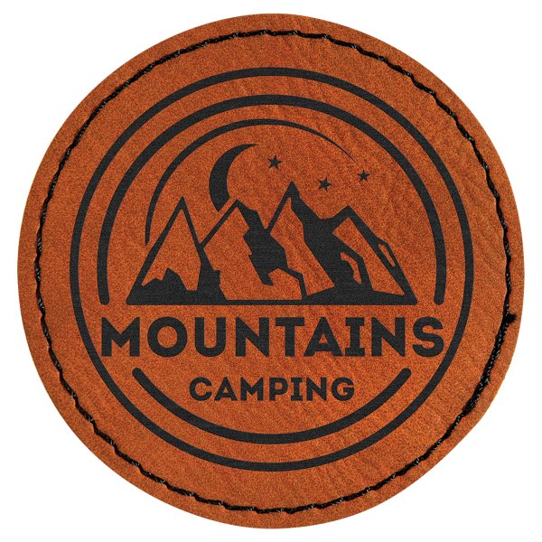 2 1/2" Round Rawhide Engraved Faux Leather Patch with Adhesive - Rawhide
