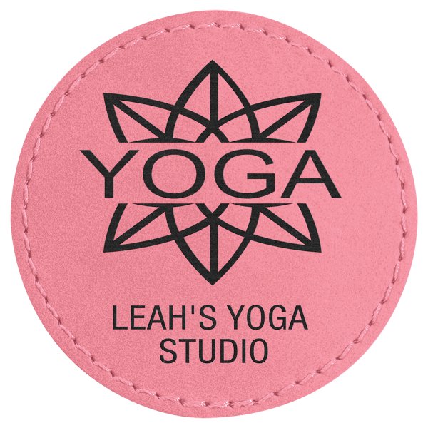 2 1/2" Round Pink Engraved Faux Leather Patch with Adhesive - Pink