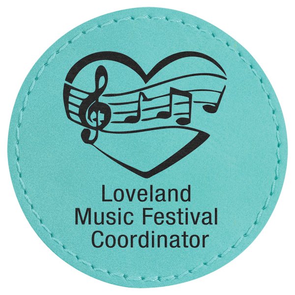 2 1/2" Round Teal Engraved Faux Leather Patch with Adhesive - Teal