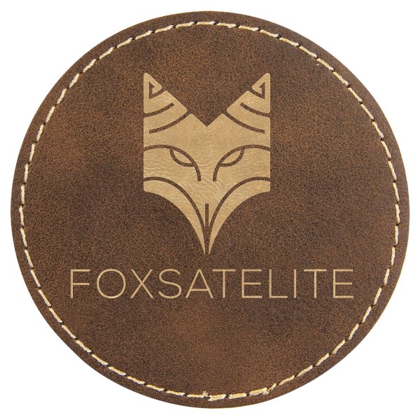 3" Round Rustic/Gold Engraved Faux Leather Patch with Adhesive - Rustic