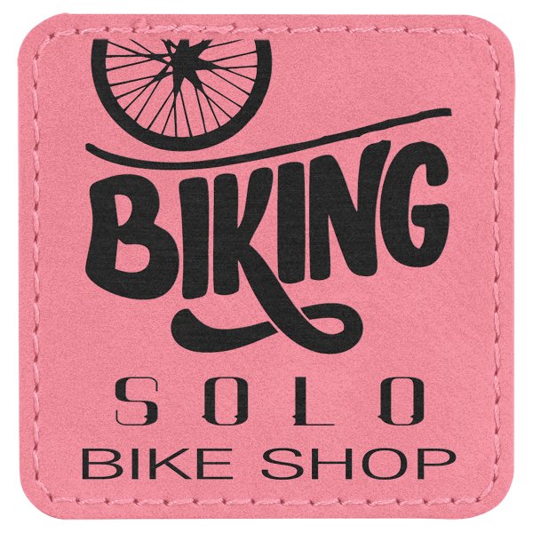 2 1/2" x 2 1/2" Pink Engraved Faux Leather Patch with Adhesive - Pink