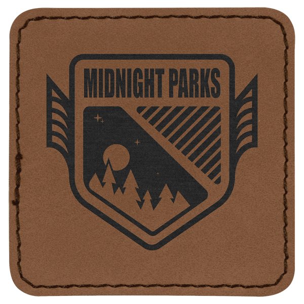 2 1/2" x 2 1/2" Dark Brown Engraved Faux Leather Square Patch with Kota Pro Adhesive - Dark Brown