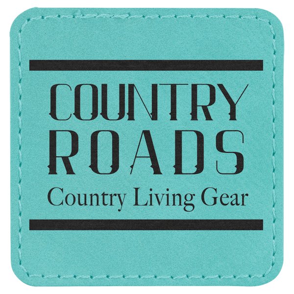 2 1/2" x 2 1/2" Teal Engraved Faux Leather Square Patch with Kota Pro Adhesive - Teal