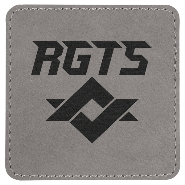 3" x 3" Gray Engraved Faux Leather Square Patch with Kota Pro Adhesive - Gray