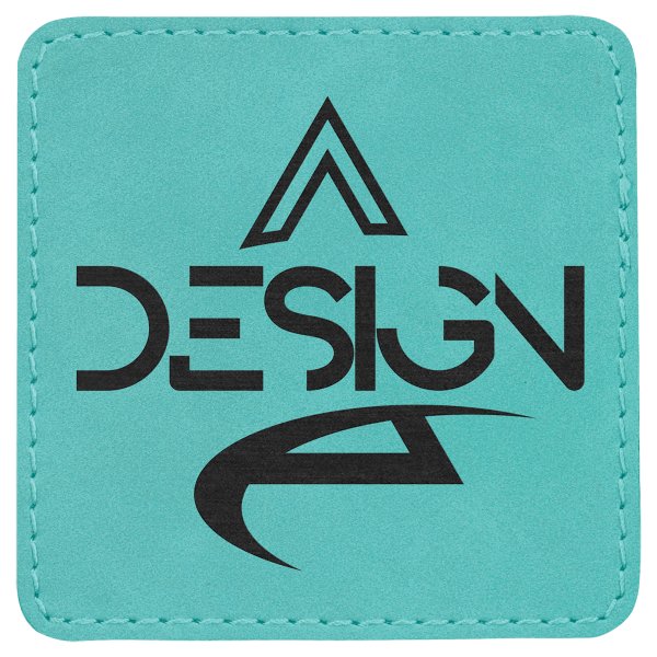 3" x 3" Teal Engraved Faux Leather Square Patch with Kota Pro Adhesive - Teal