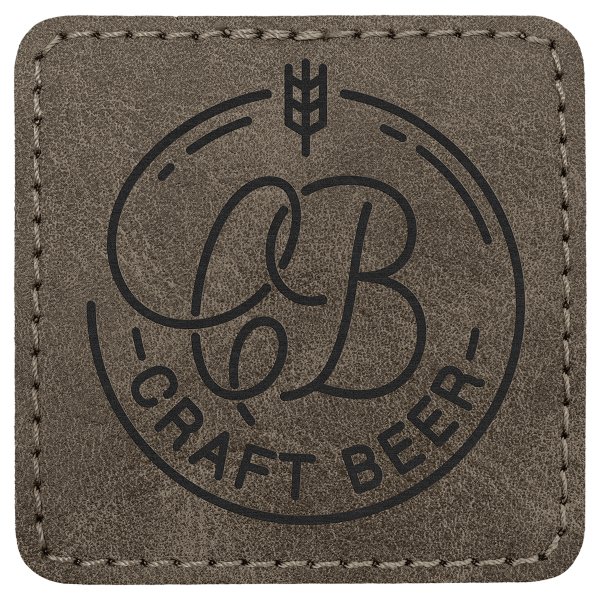 2 1/2" x 2 1/2" Dark Gray Premier Engraved Faux Leather Square Patch with Kota Pro Adhesive - Creekside Collection - Dark Gray