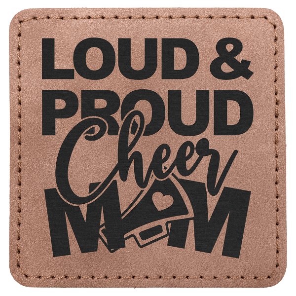 3" x 3" Blush Premier Engraved Faux Leather Square Patch with Kota Pro Adhesive - Creekside Collection - Blush