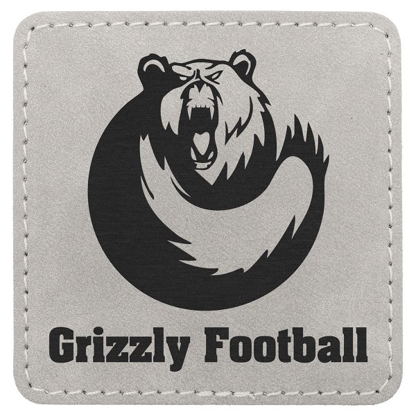 3" x 3" Light Gray Premier Engraved Faux Leather Square Patch with Kota Pro Adhesive - Creekside Collection - Light Gray