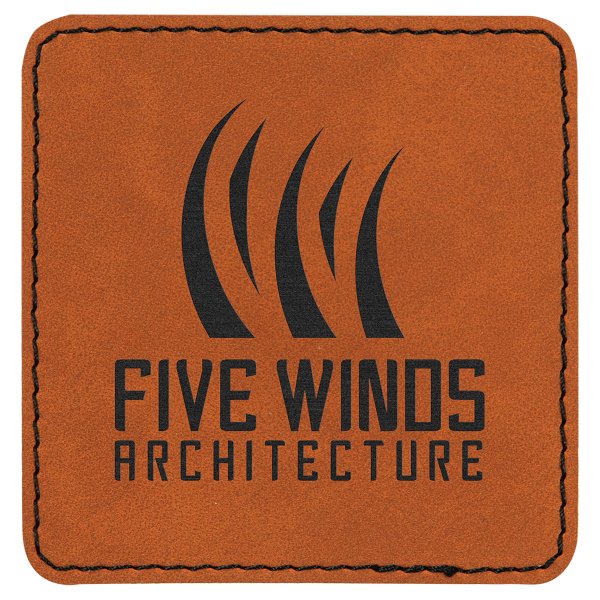 3" x 3" Square Rawhide Engraved Faux Leather Patch with Adhesive - Rawhide