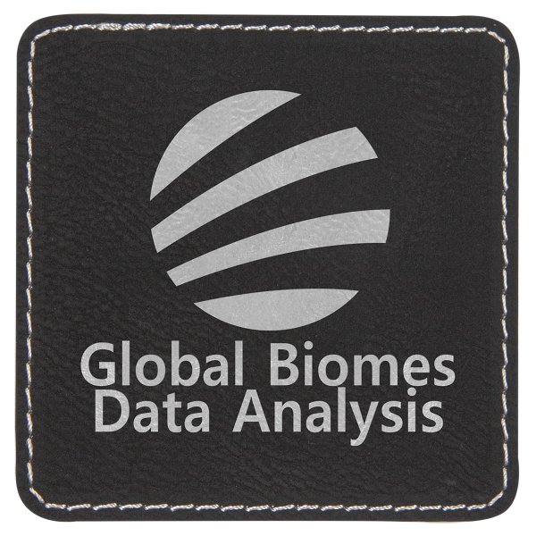 3" x 3" Square Black/Silver Engraved Faux Leather Patch with Adhesive - Black