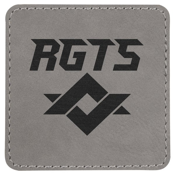 3" x 3" Square Gray Engraved Faux Leather Patch with Adhesive - Gray