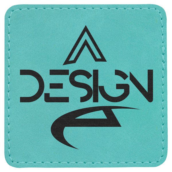 3" x 3" Square Teal Engraved Faux Leather Patch with Adhesive - Teal