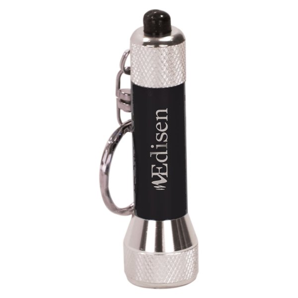 2 3/4" Black 5-LED Custom Engraved Flashlight with Keychain - black/silver