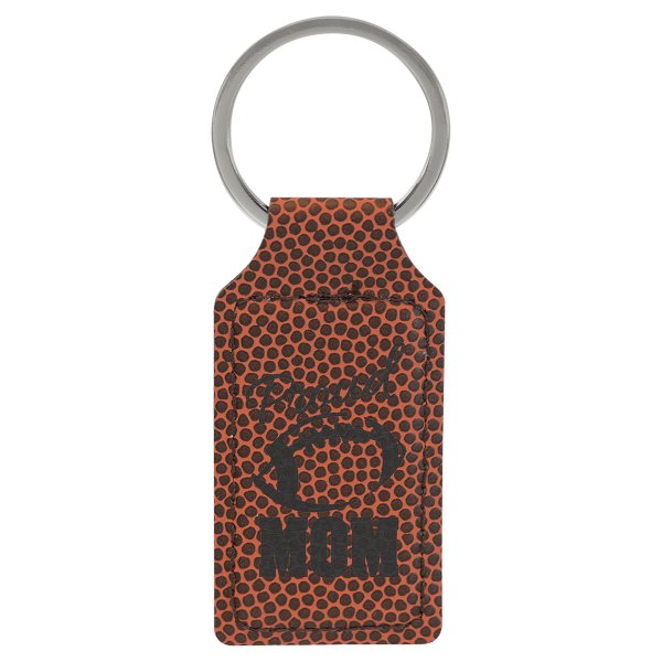 2 3/4" x 1 1/4" Football Engraved Faux Leather Rectangle Keychain - Brown