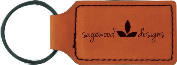 2 3/4" x 1 1/4" Rawhide Engraved Faux Leather Rectangle Keychain - Rawhide