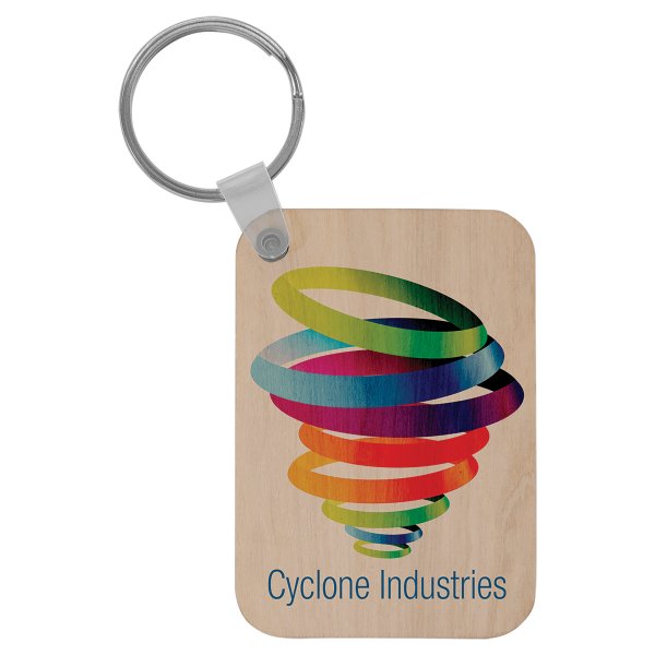 2 5/8" x 1 7/8" Rectangle Custom Printed Wood Keychain - Default