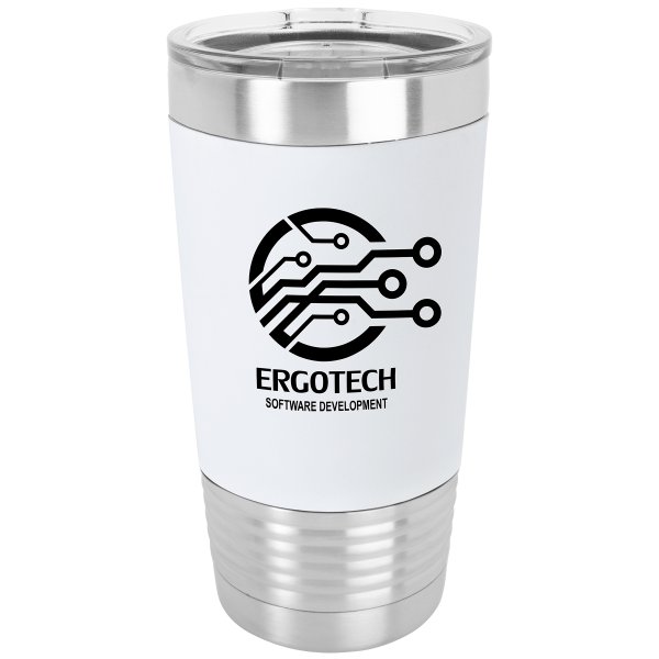 Polar Camel 20 oz. White/Black Silicone Grip Tumbler with Standard Lid - White/Black