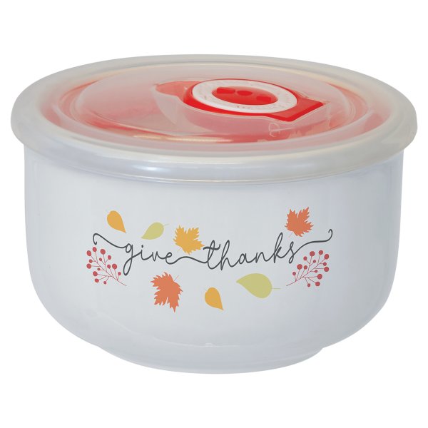2.36" x 3.58" Custom Printed Ceramic Storage Bowl with Flexible Plastic Lid - Default