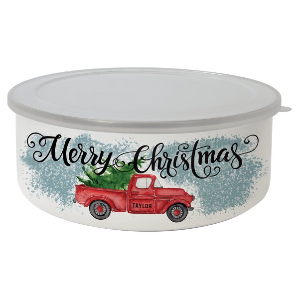 34 oz. Short Enamel Bowl with Lid - Default